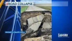 Road collapses in Kansas amid heavy rain